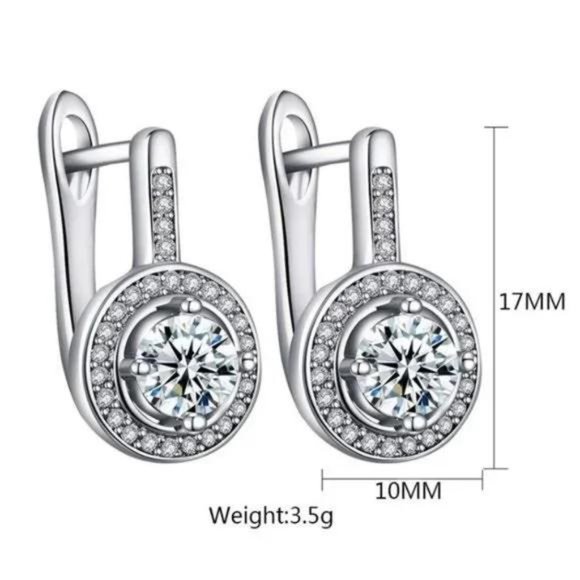 925 Sterling Silver Round Stud Diamon Earrings, wow Earrings, cute Earrings. - Picture 3 of 4